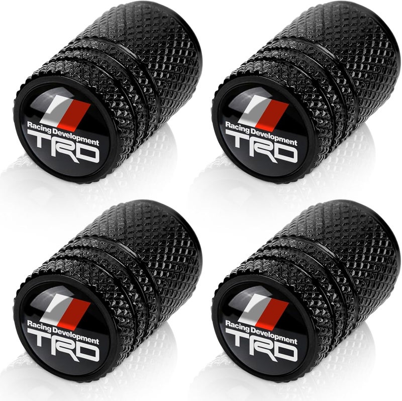 BFIVEANTE Tire Valve Stem Caps for Toyota TRD Metal Car Wheel Air caps Auto Valve Stem Caps Accessories 4 Pcs Black - Image 1